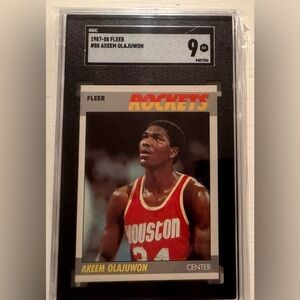 Fleer 1987-88 Akeem Olajuwon Basketball Card SGC 9